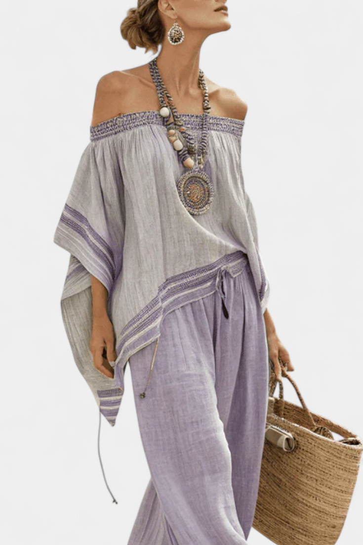 Amelia | Fresh Lightweight Off Shoulder Top and Wide Leg Pants