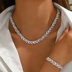 Elara | Timeless Leaf-Link Necklace & Bracelet Set