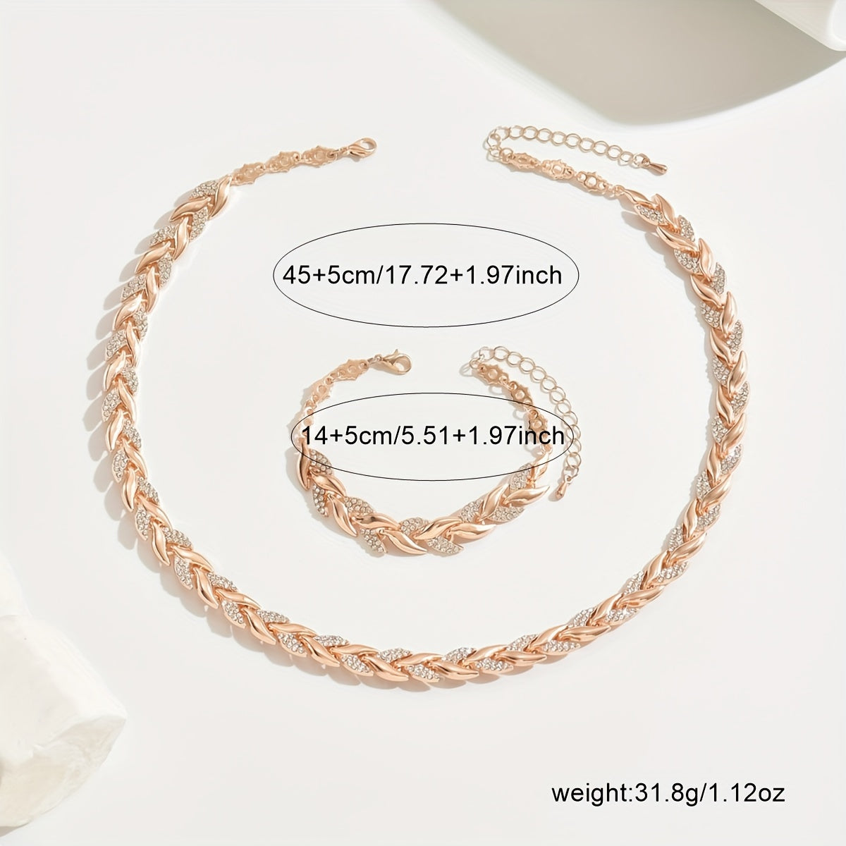 Elara | Timeless Leaf-Link Necklace & Bracelet Set