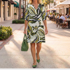 Irene | Abstract Art Stripe Midi Dress