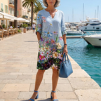 Lucille | Sky Botanical Midi Dress