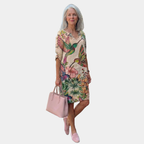 Greta | Botanical Bird Midi Dress