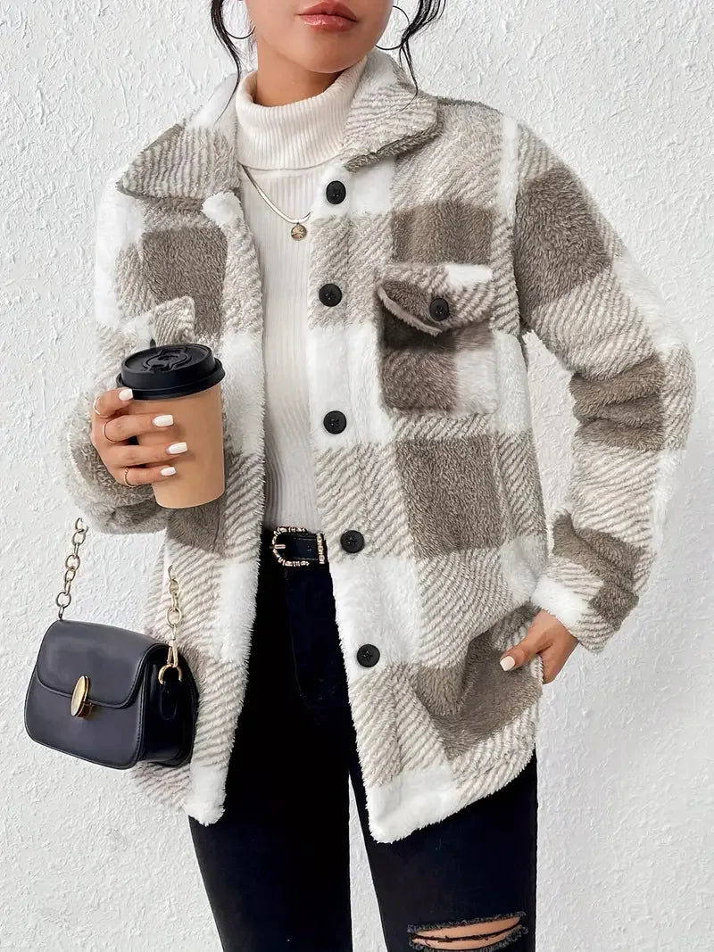 Bridget | Stylish Plaid Fleece Jacket