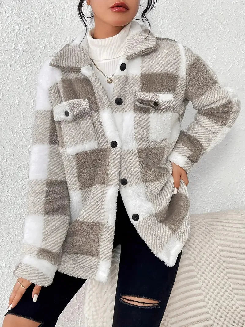 Bridget | Stylish Plaid Fleece Jacket