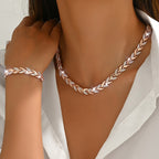 Elara | Timeless Leaf-Link Necklace & Bracelet Set