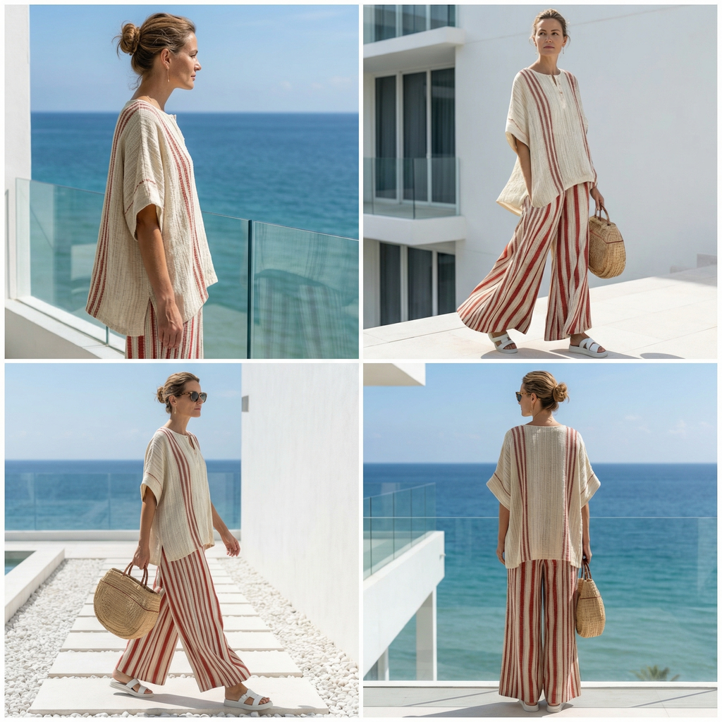 Rose | Fresh Lightweight Loose Top and Wide Leg Pants