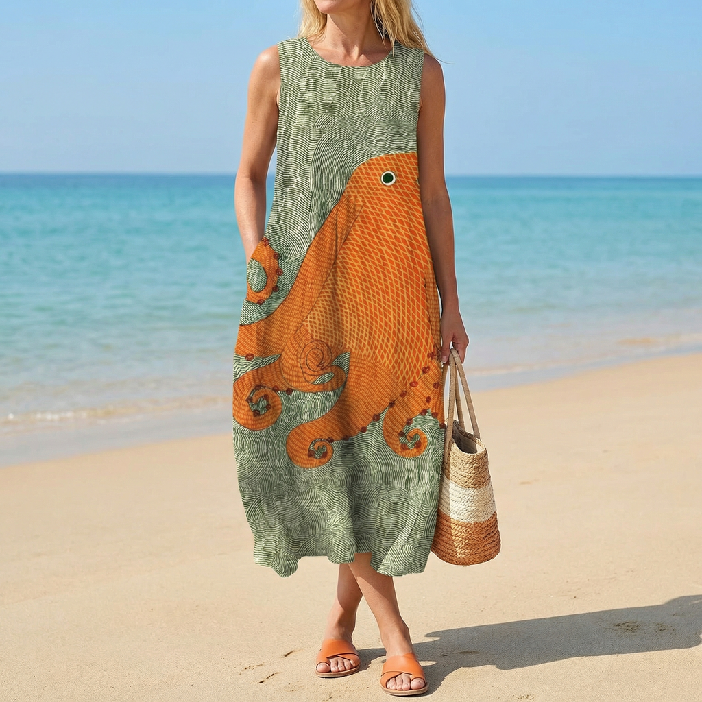 Mabel | Oceanic Octopus Midi Dress