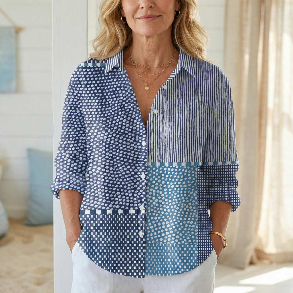 Jolie | Ocean Patchwork Blouse