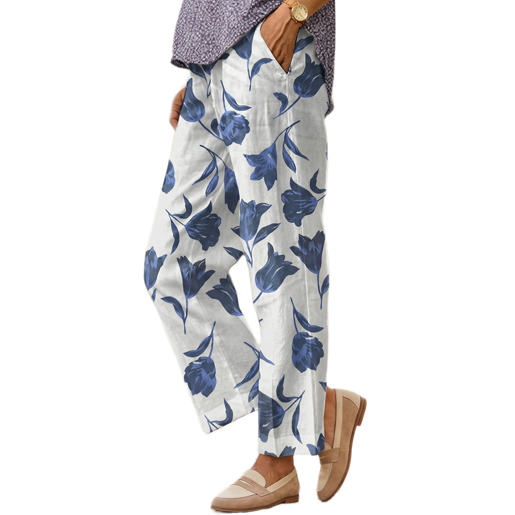 Kathleen | Indigo Floral Trousers